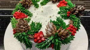 Как ПРОСТО украсить торт! Торт НОВОГОДНИЙ Венок!