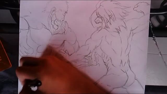 Dibujando A Eren Titan  Vs Titan Acorazado ( Mundo Art )