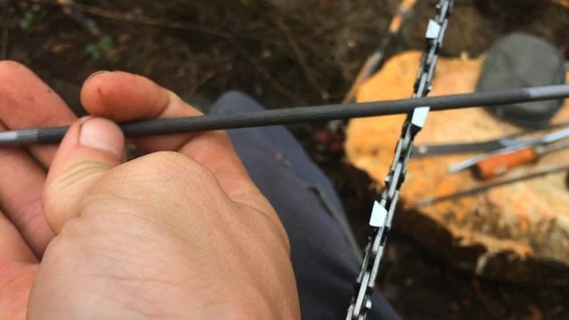 Заточка пильной цепи напильником,и снятие ограничителя.заточка цепи бензопилы,как заточить смотреть онлайн