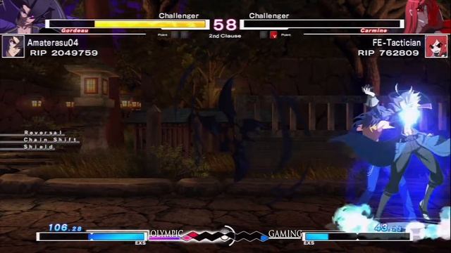 Amaterasu04 (Gordeau) Vs FE Tactician (Carmine) [Under Night In Brith Exe Late] [Gameplay] смотреть онлайн