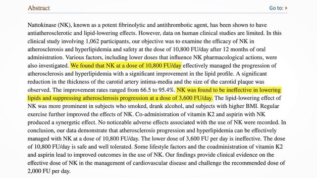 NATTOKINASE: New Longevity Supplement For Arterial Plaque?