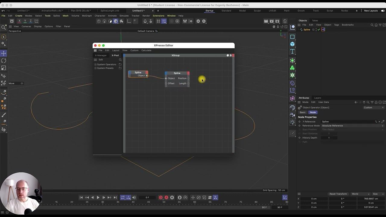 Cinema 4D XPresso SplineLength Node Part1
