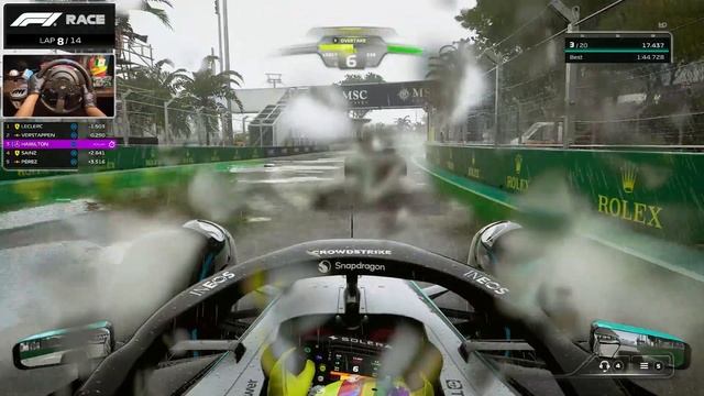 F1 24 Season Mod - Mercedes AMG F1 W15 Formula1 Heavy Rain Miami Grand Prix Steering Wheel Gameplay