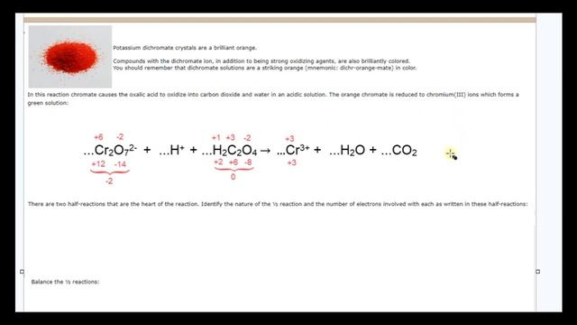 AP16.10 Balancing Dichromate Oxalic Acid Oxidation Reduction Reaction