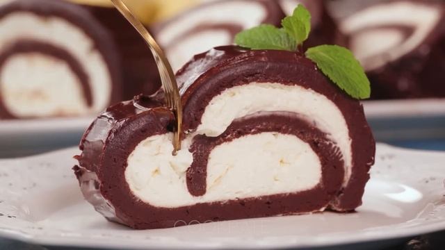 An alternative to Tiramisu - a roulade with mascarpone, without oven смотреть онлайн