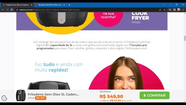 CONHECE? Air Fryer Cadence Com Botão Giratório DIGITAL BEM DIFERENTE - Fritadeira Sem Óleo CookFrye смотреть онлайн