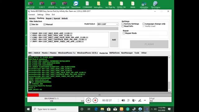 Nokia 216 Flashing With infinty best dongle.Hang logo stuck Remove 100% tested смотреть онлайн