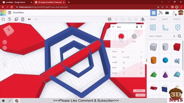 Snowflake - Tinkercad 3D Modeling Time Lapse
