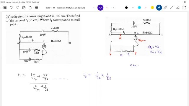 26 Physics | Current Electricity | Find Balancing Length In Potentiometer Circuit, If Two Cells In