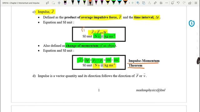 Chap 3 : 3.1 a) b) c) Momentum and Impulse [DP014] смотреть онлайн