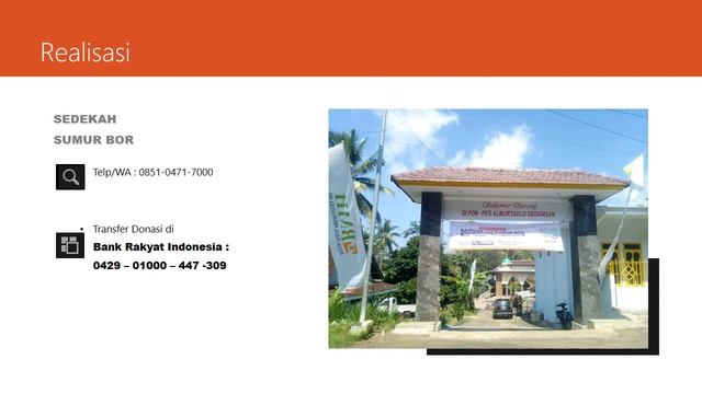 SEDEKAH Sumur Bor BMH Via Bank Rakyat Indonesia : 0429 – 01000 – 447 -309