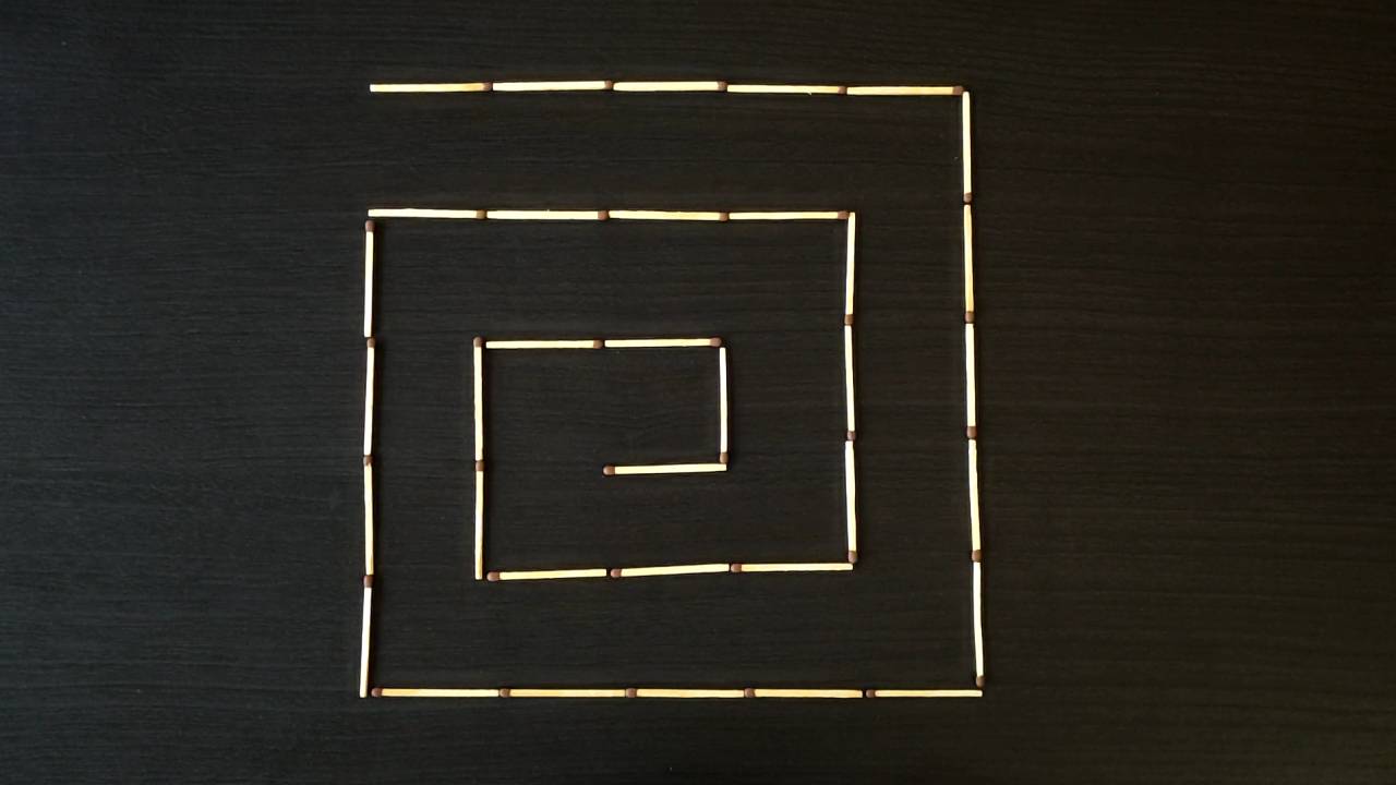 Из 35 спичек выложена спираль. Переложите 4 спички так, чтобы получилось 3 квадрата 🧐 Эпизод 73 смотреть онлайн