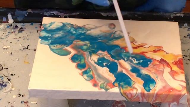 (27) COLOR SPLASH (open floating [sort of] cup pour 😁) fluid art, acrylic pouring смотреть онлайн