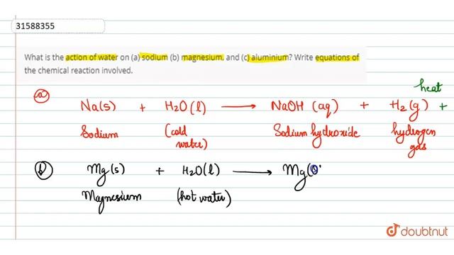 What is the action of water on (a) sodium (b) magnesium, and (c) aluminium? смотреть онлайн