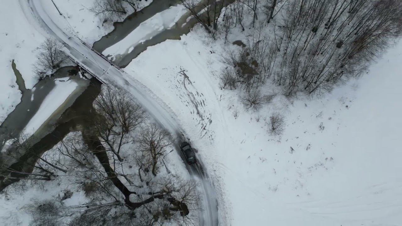 Dji Mini 3 Pro - активный трек за авто зимой смотреть онлайн