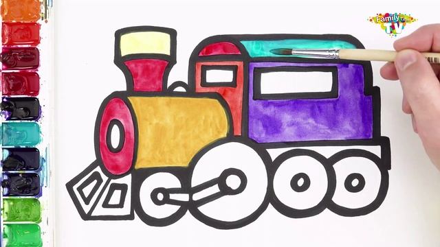 Как нарисовать локомотив поезда! Легкий рисунок для начинающих! Акварельная живопись смотреть онлайн