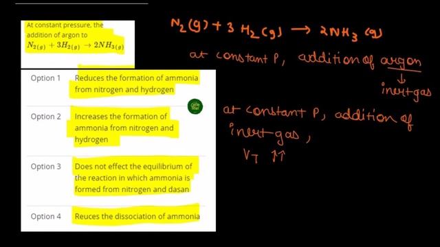 At constant pressure, the addition of argon in Haber's process смотреть онлайн