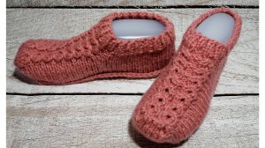 Уютные домашние следки спицами. Подробный мастер класс.