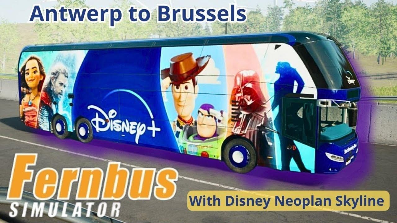 Fernbus Simulator:  Antwerp to Brussels with Disney Neoplan Skyline.