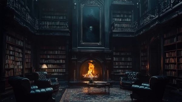 Haunting Library Secret Nook Dark Ambient Music Cozy Fireplace Dark Academia Playlist