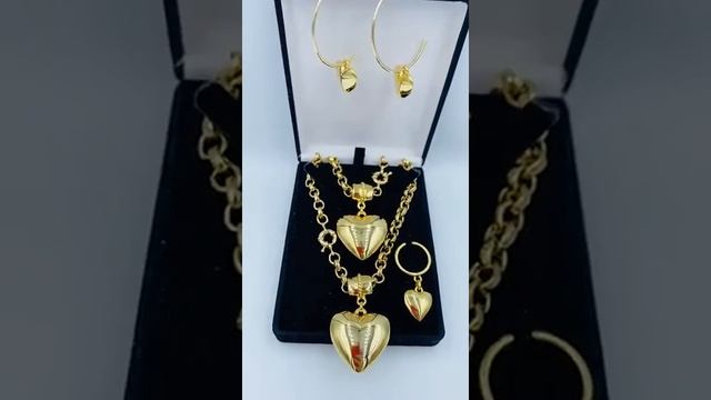 Conjunto Feminino Colar + Pulseira + Argolas + Anel de Coração Elo Português Grosso 6mm смотреть онлайн