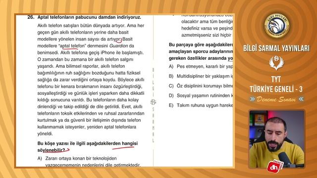 Bilgi Sarmal Türkiye Geneli Deneme Sınavı 3 - TYT - Türkçe 21-30 смотреть онлайн