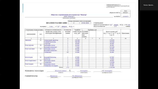 Штатное расписание смотреть онлайн
