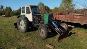 не большой обзор нашего ЮМЗ с самодельным захватом для трелевка леса