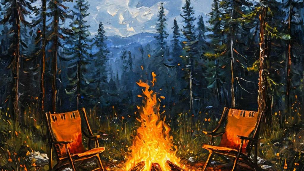 Походный костёр: релаксация и уют на природе смотреть онлайн