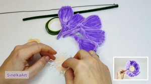 Цветы своими руками. Сиреневый цветочек из синельной проволоки