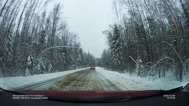 Брянск, дорога, трасса, вид из машины, зима, лес, скорость смотреть онлайн