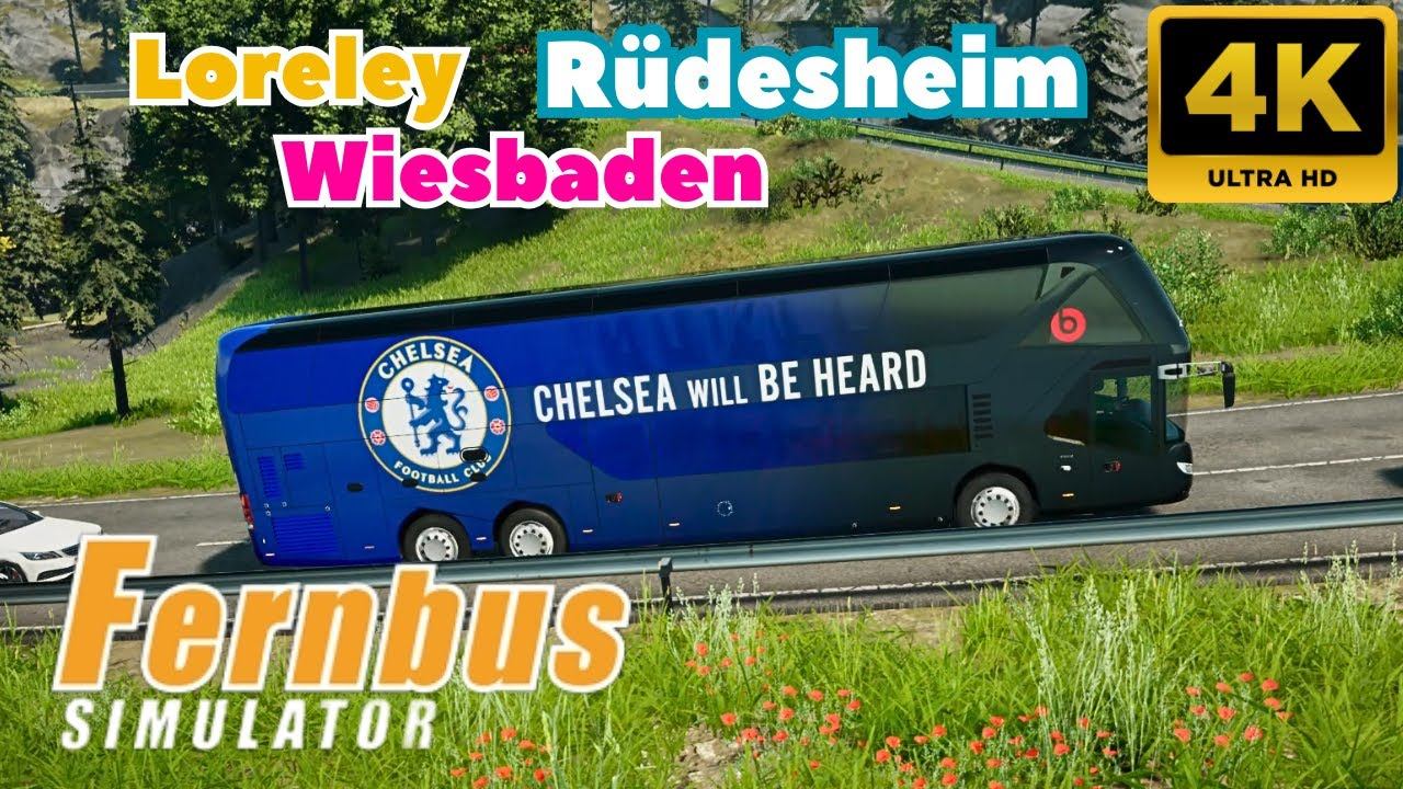 Fernbus Simulator: Loreley-Rüdesheim to Wiesbaden. (4K)
