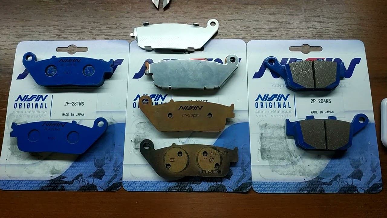 Колодки NISSIN для Honda NC750X 2016г. RC-90 Cравнение размеров 2P-281NS и 2P-202ST.