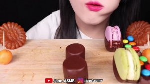 ASMR DARK CHOCOLATE ICE CREAM, CHOCOLATE COVERED MARSHMALLOW, M&M'S TIMTAM 다크 초콜릿 먹방 JANE ASMR 제인