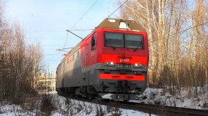 Новенькая 2ЭС6-1415 «Синара» с грузовым поездом