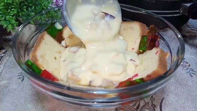 Eid Special Vanilla Custard || Custard dessert recipe|| Fruit Custard Trifle recipe смотреть онлайн