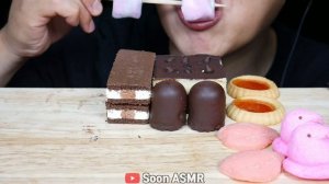 ASMR CHOCOLATE + PINK FOOD DESSERTS(ICE CREAM, CAKE, MARSHMALLOW)MUKBANG 초콜릿 아이스크림 핑크 디저트 먹방 EATING