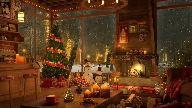 4K-Snow-Night-on-Window-at-Christmas-Coffee-Shop-Ambience-Re смотреть онлайн
