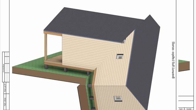 Проект каркасной бани 6х8 м. Архитектурные решения. смотреть онлайн