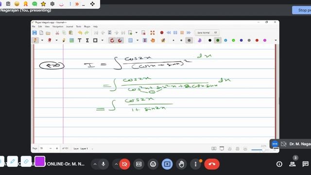 CBSE EX 7.3 Q.NO. 20: Int cos 2x/(cos x + sin x)^2 dx смотреть онлайн