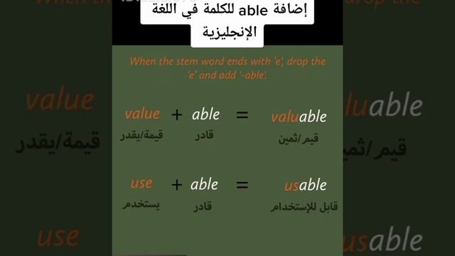 إضافة able للكلمة في اللغة الانجليزية مرحبا بك بعالمي смотреть онлайн