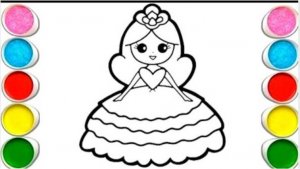 Милый рисунок принцессы для детей и малышей ||рисунок и раскраска для детей||давайте рисовать