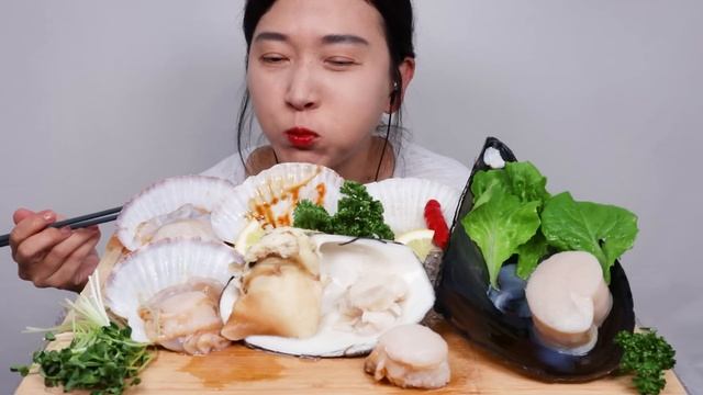 키조개 관자회 가리비회 왕우럭조개 리얼사운드 먹방 ASMR Raw Pen Shell,Raw Scallops,Keen's Gaper  MUKBANG EATING SOUNDS