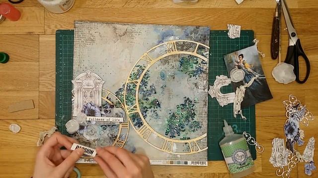 Mixed Media layout "Royal Blue Dreams" video tutorial by Margarita Shkludova смотреть онлайн