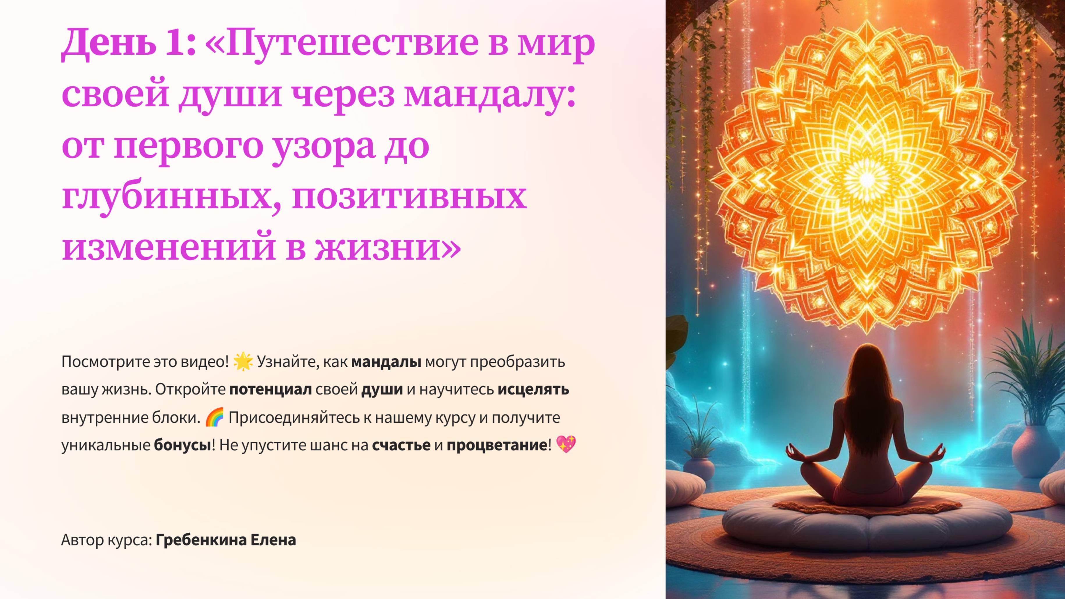 1 день Мандала. Значение мандалы. Как работает мандала