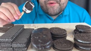 ASMR BLACK FOOD PARTY (OREO DESSERT, ICE CREAM BARS & SANDWICH, WAFER) MUKBANG *EATING SOUNDS*