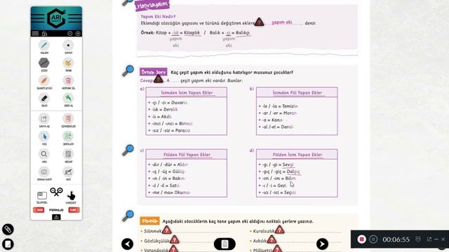 قواعد التركي - çekim Ekler-Sözcükte Yapı- قواعد المنهاج المدرسي