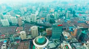 Красивый город Шанхай, снятый китайским беспилотником - Вид Шанхая с высоты птичьего полета