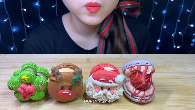 ASMR CHRISTMAS MACARON MUKBANG,크리스마스 마카롱 먹방🎄⛄💚