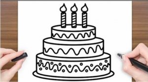 Рисунок торта ко дню рождения для детей и малышей